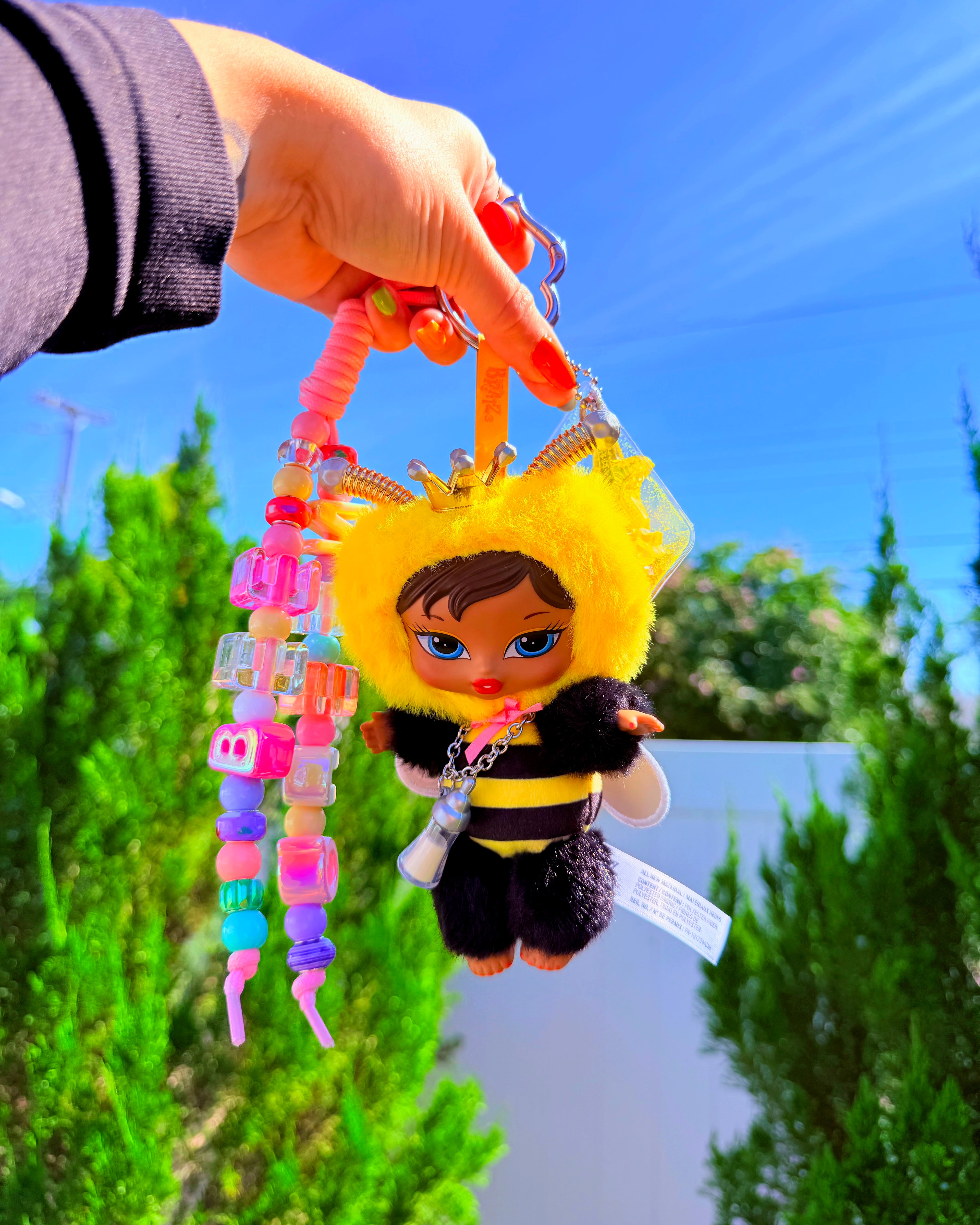 Queen Bee Bratziez 🐝♡ Custom Chunky Beaded Bag Charm + Keychain
