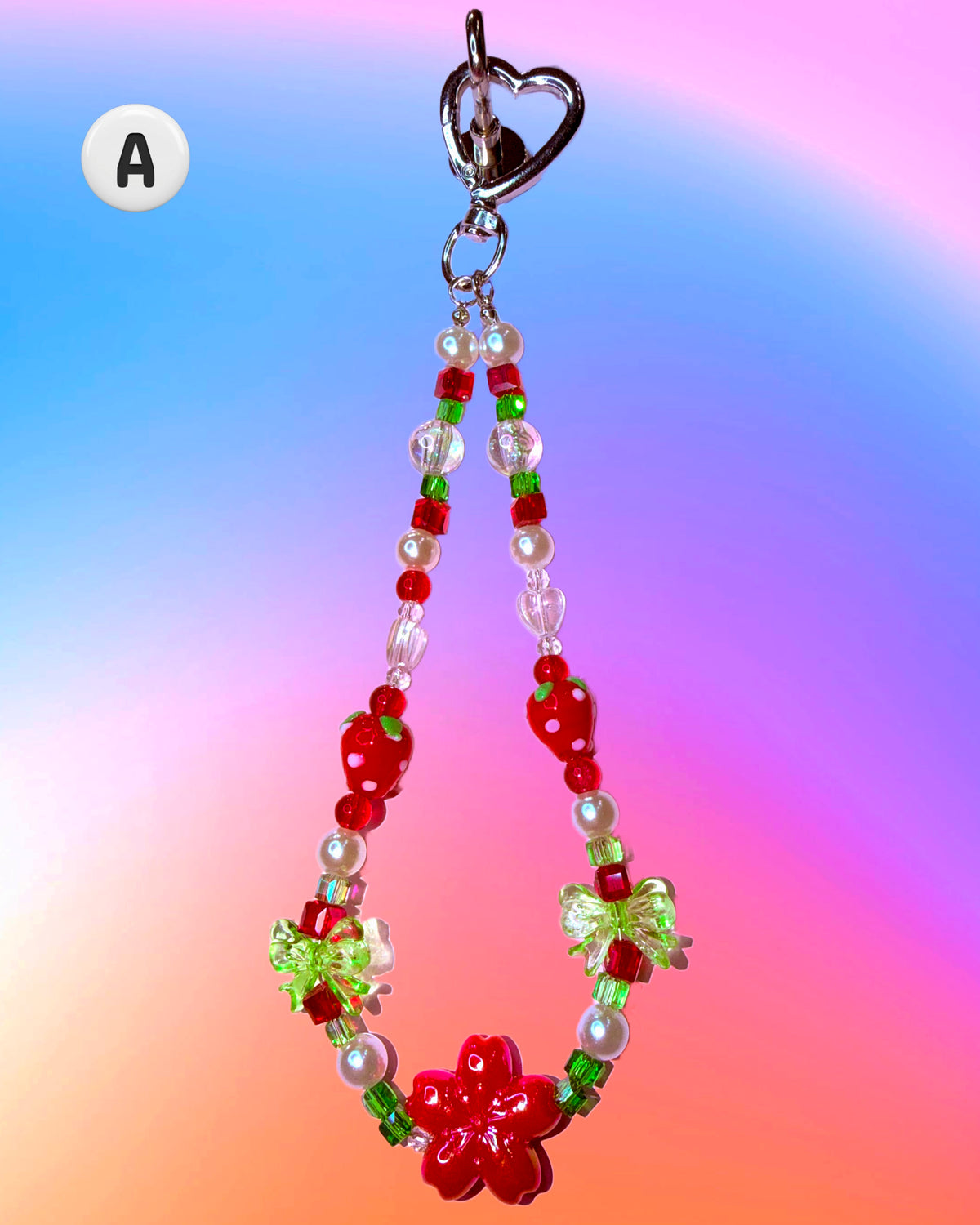 Strawberry Field ♡ Beaded Bag Charm, Keychain + Phone Wristlet