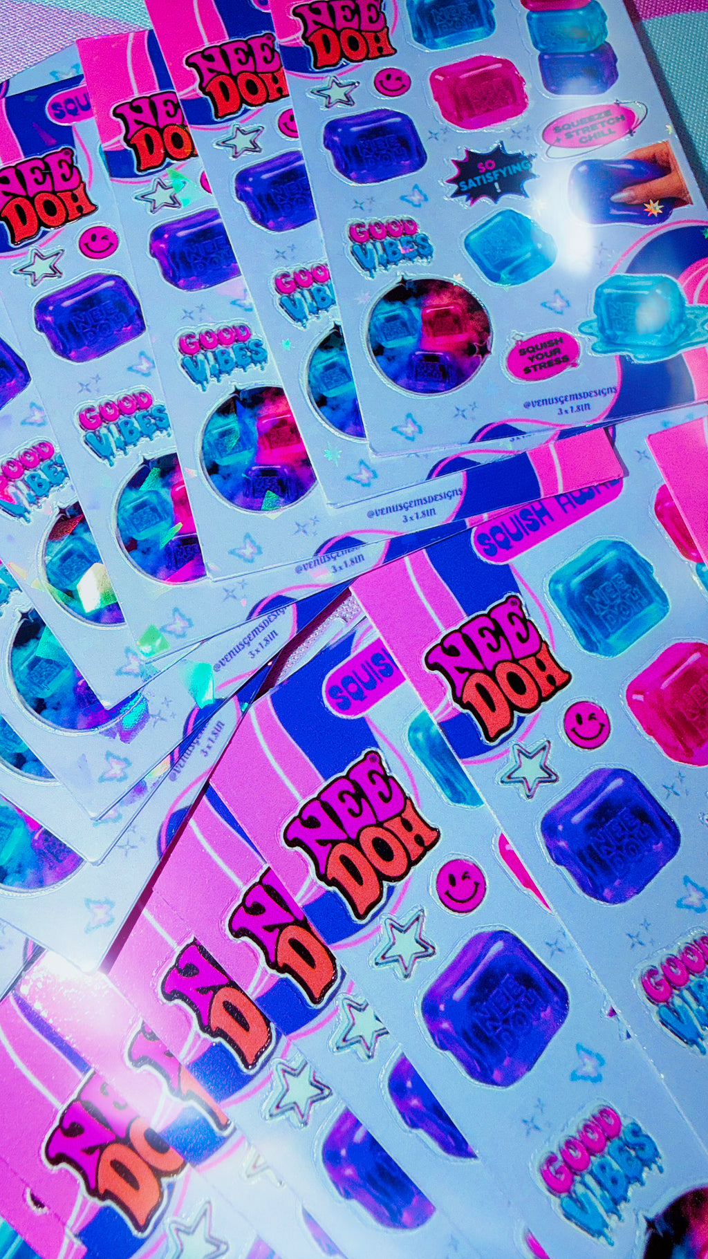 Mini Squish Away Mini Sticker Sheets ♡ Glossy or Holographic - 3x1.8in