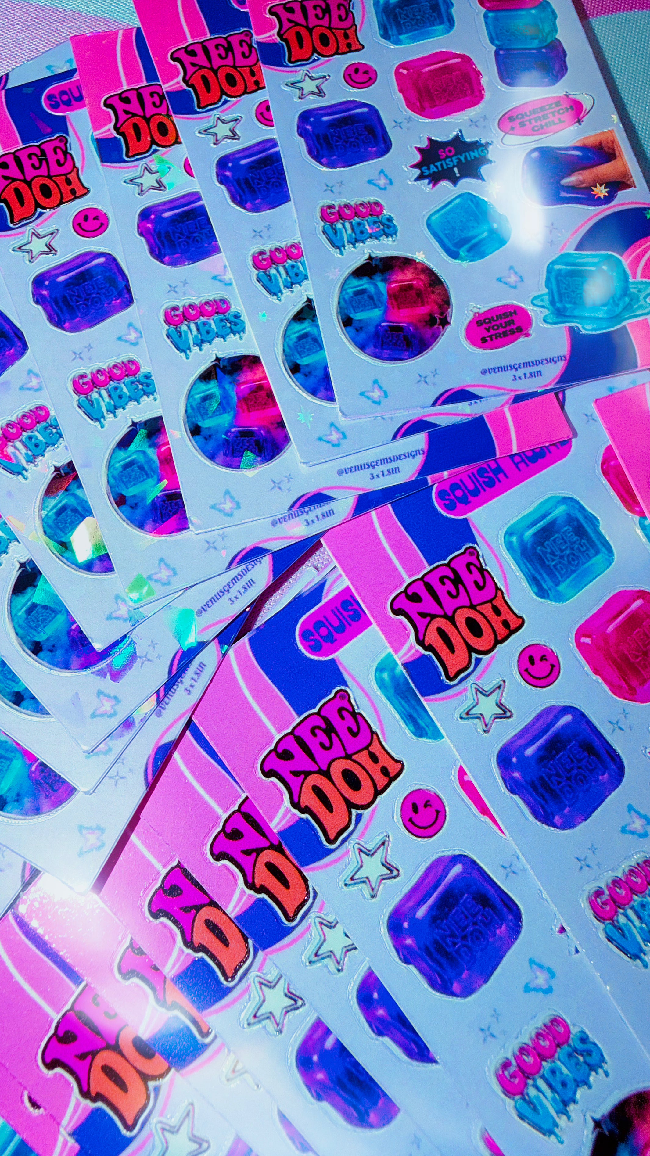 Mini Squish Away Mini Sticker Sheets ♡ Glossy or Holographic - 3x1.8in