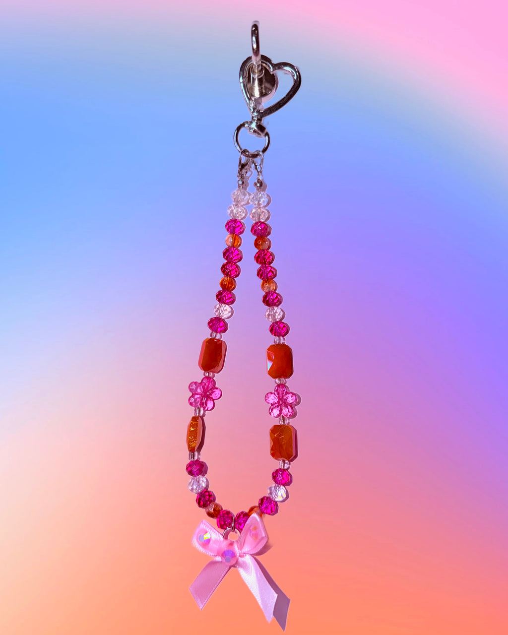 Cherry Blossom Baby ♡ Beaded Bag Charm, Phone Wristlet + Keychain