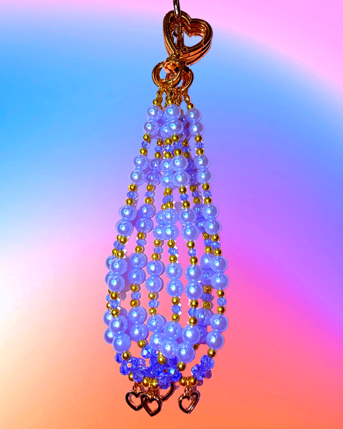 Azul Pastel ♡ Beaded Wristlet Keychain + Bag Charm