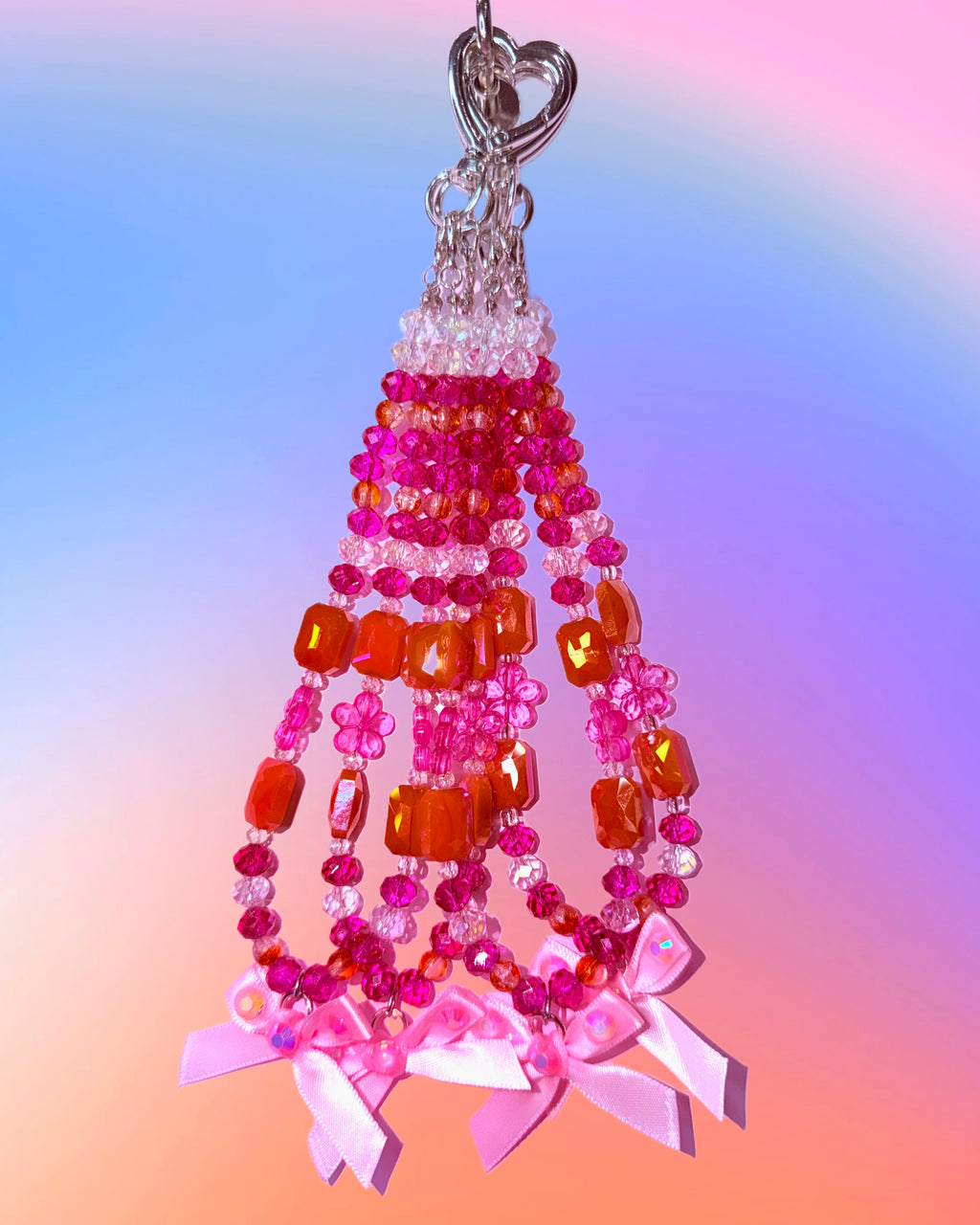 Cherry Blossom Baby ♡ Beaded Bag Charm, Phone Wristlet + Keychain