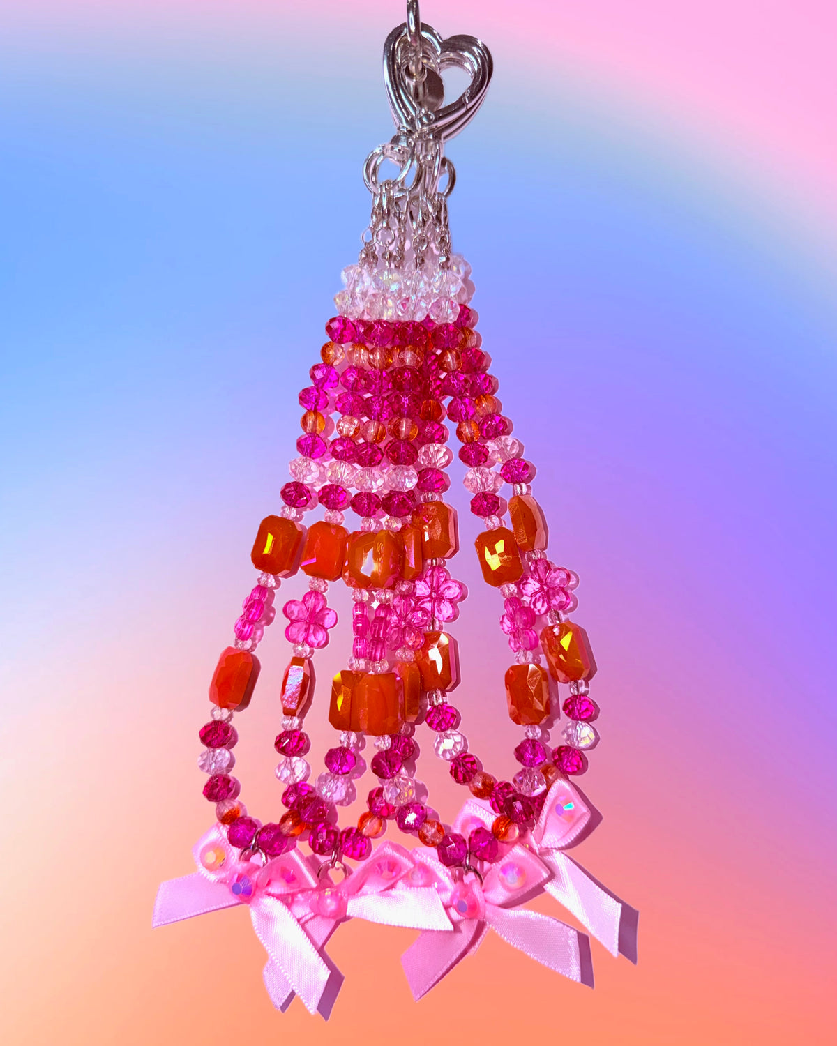 Cherry Blossom Baby ♡ Beaded Bag Charm, Phone Wristlet + Keychain