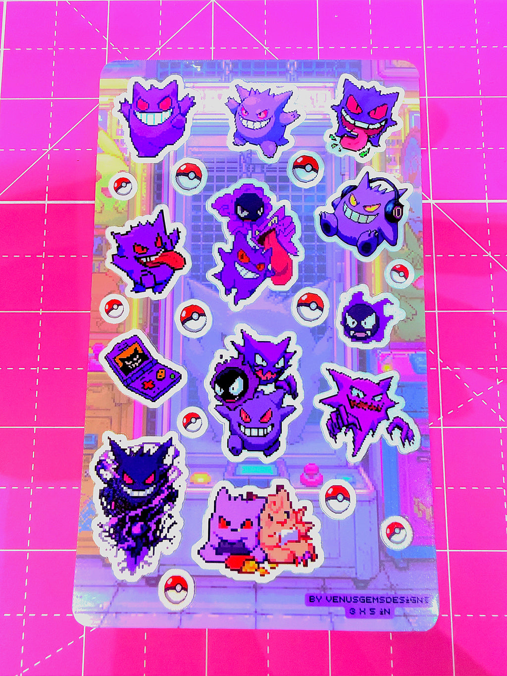 Pokemon Pixel Ghost ♡ Glossy or Holo Sticker Sheet - 3x5in