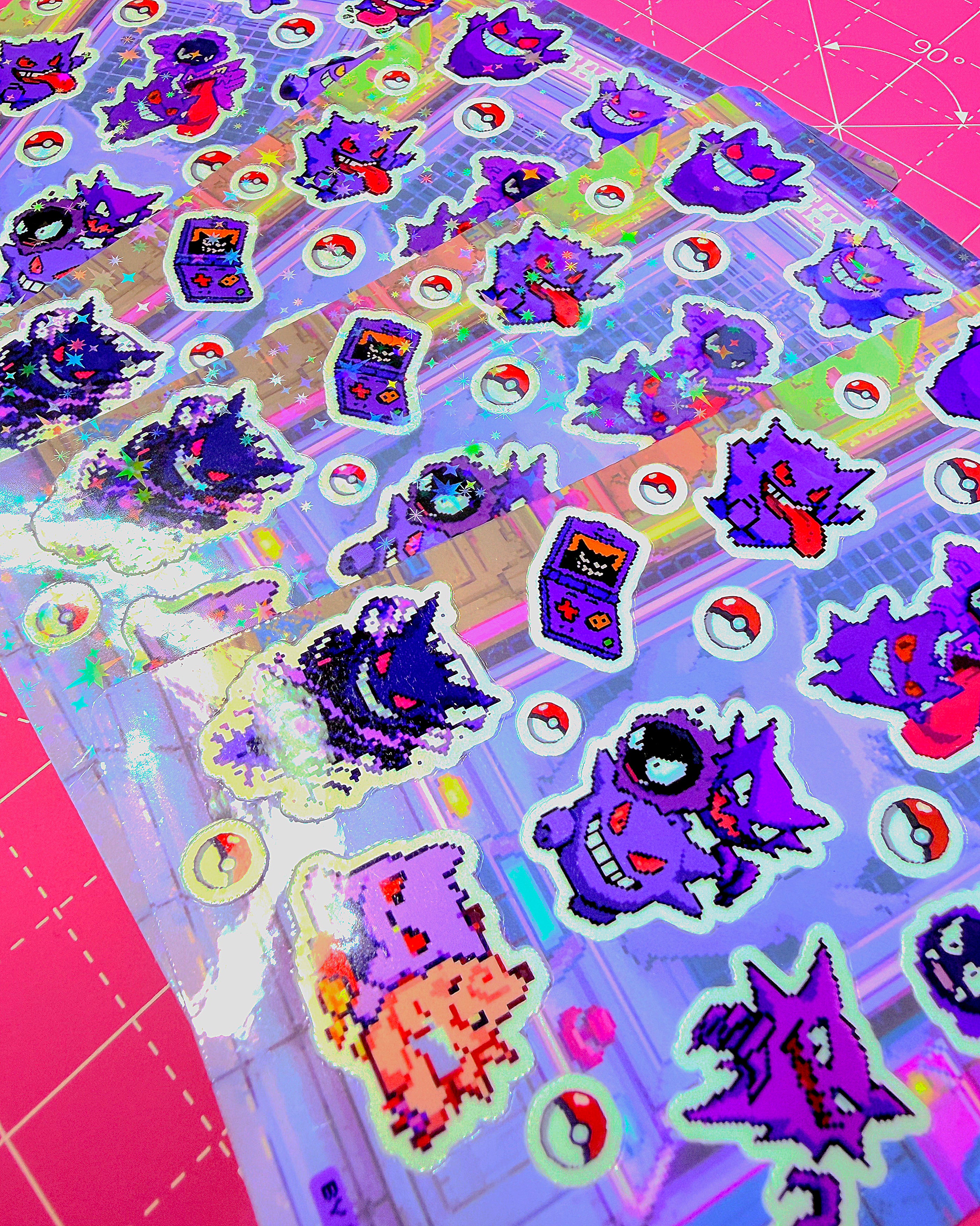 Pokemon Pixel Ghost ♡ Glossy or Holo Sticker Sheet - 3x5in