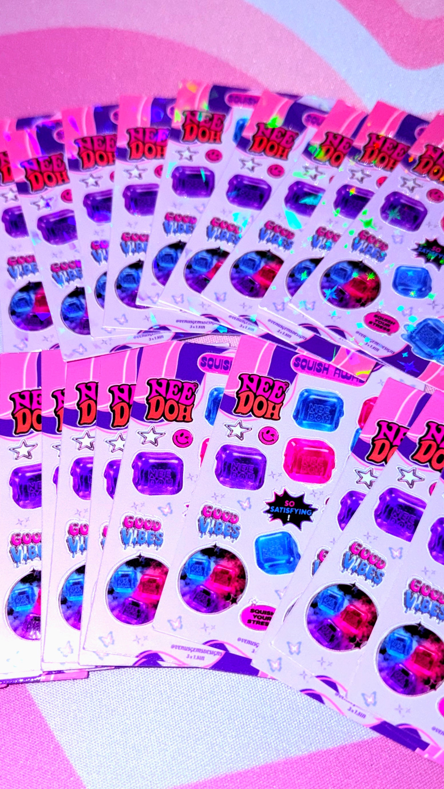 Mini Squish Away Mini Sticker Sheets ♡ Glossy or Holographic - 3x1.8in