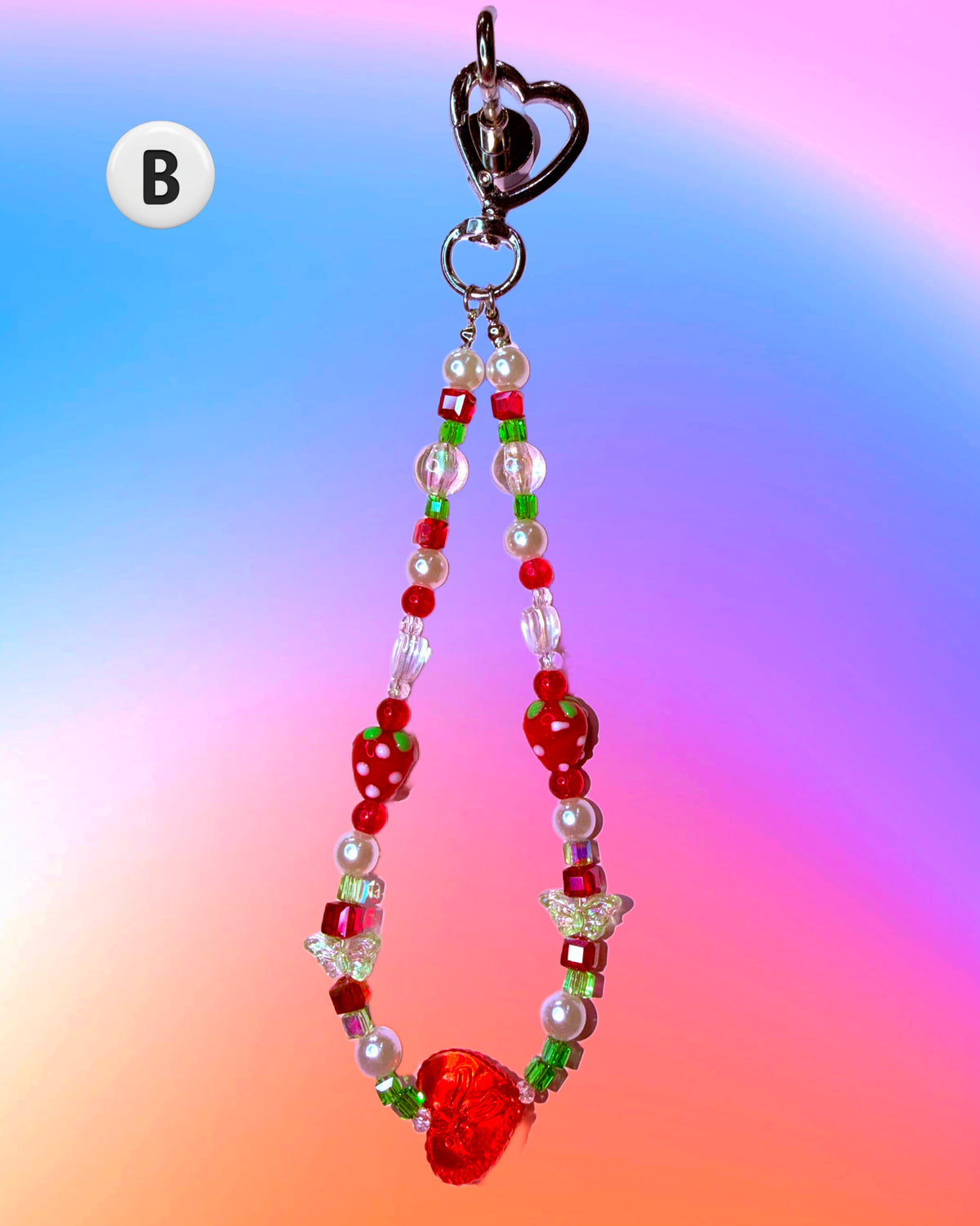 Strawberry Field ♡ Beaded Bag Charm, Keychain + Phone Wristlet