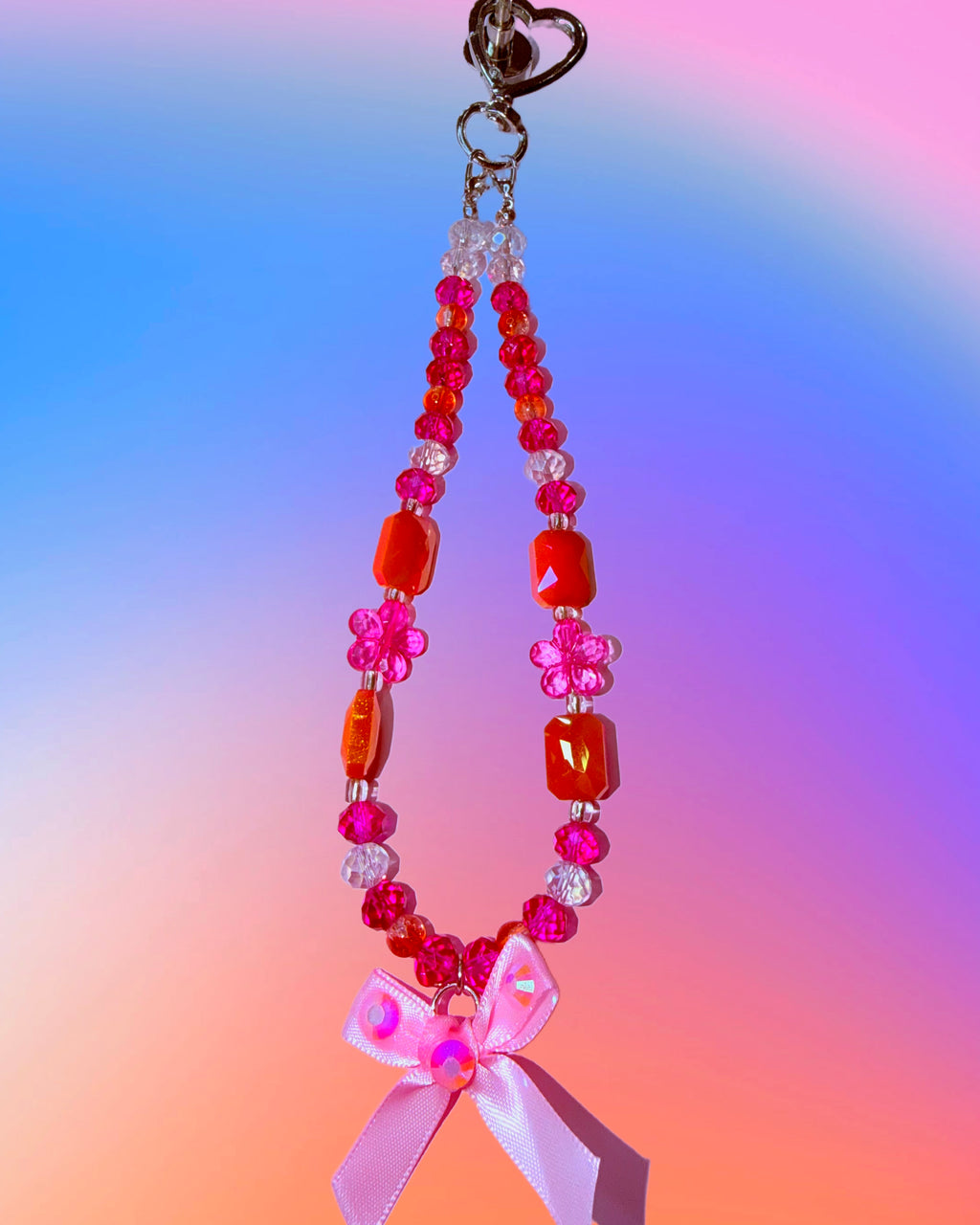 Cherry Blossom Baby ♡ Beaded Bag Charm, Phone Wristlet + Keychain