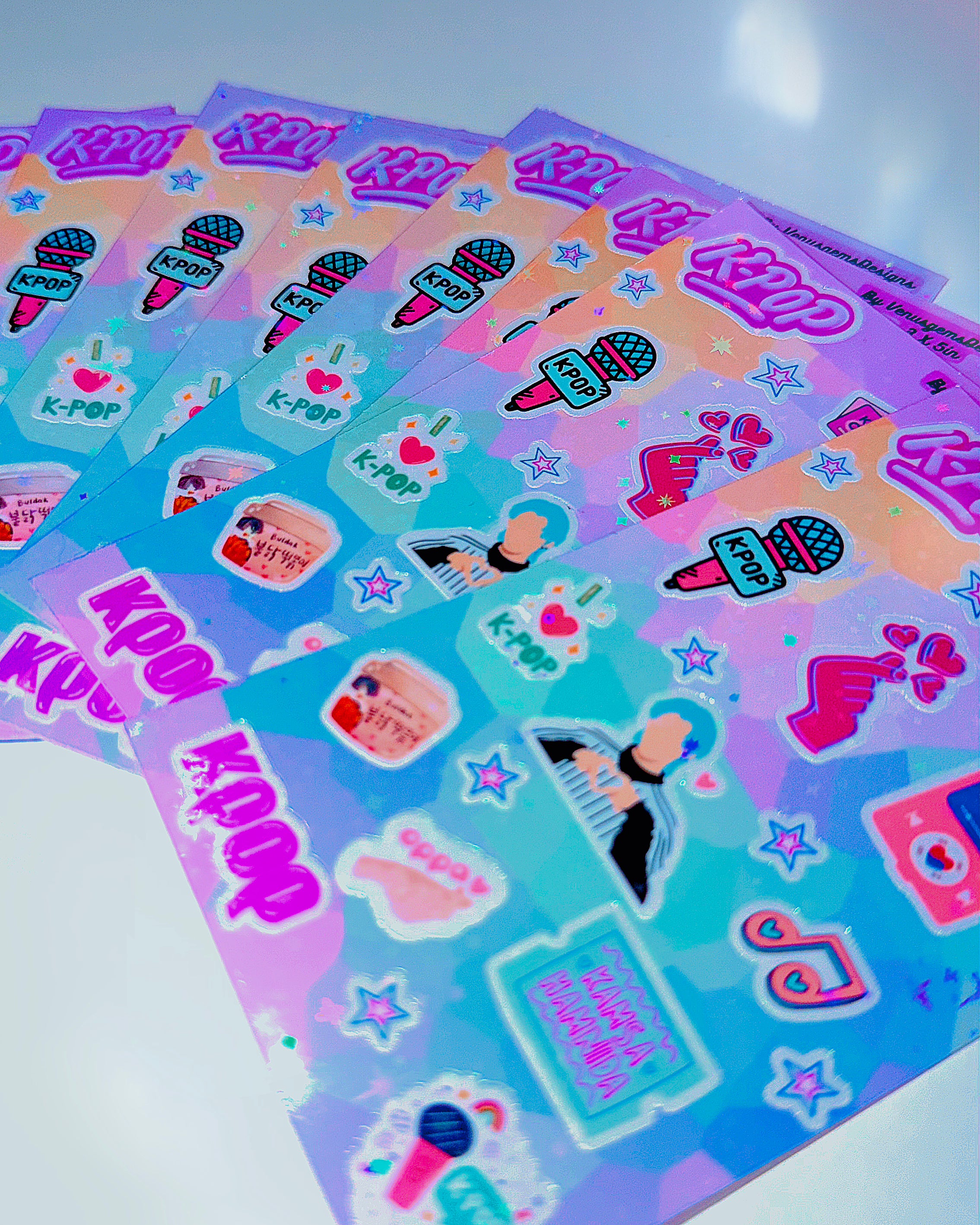 K-Pop Lover Sticker Sheet Set ♡ Glossy or Holographic Options | 3x5in