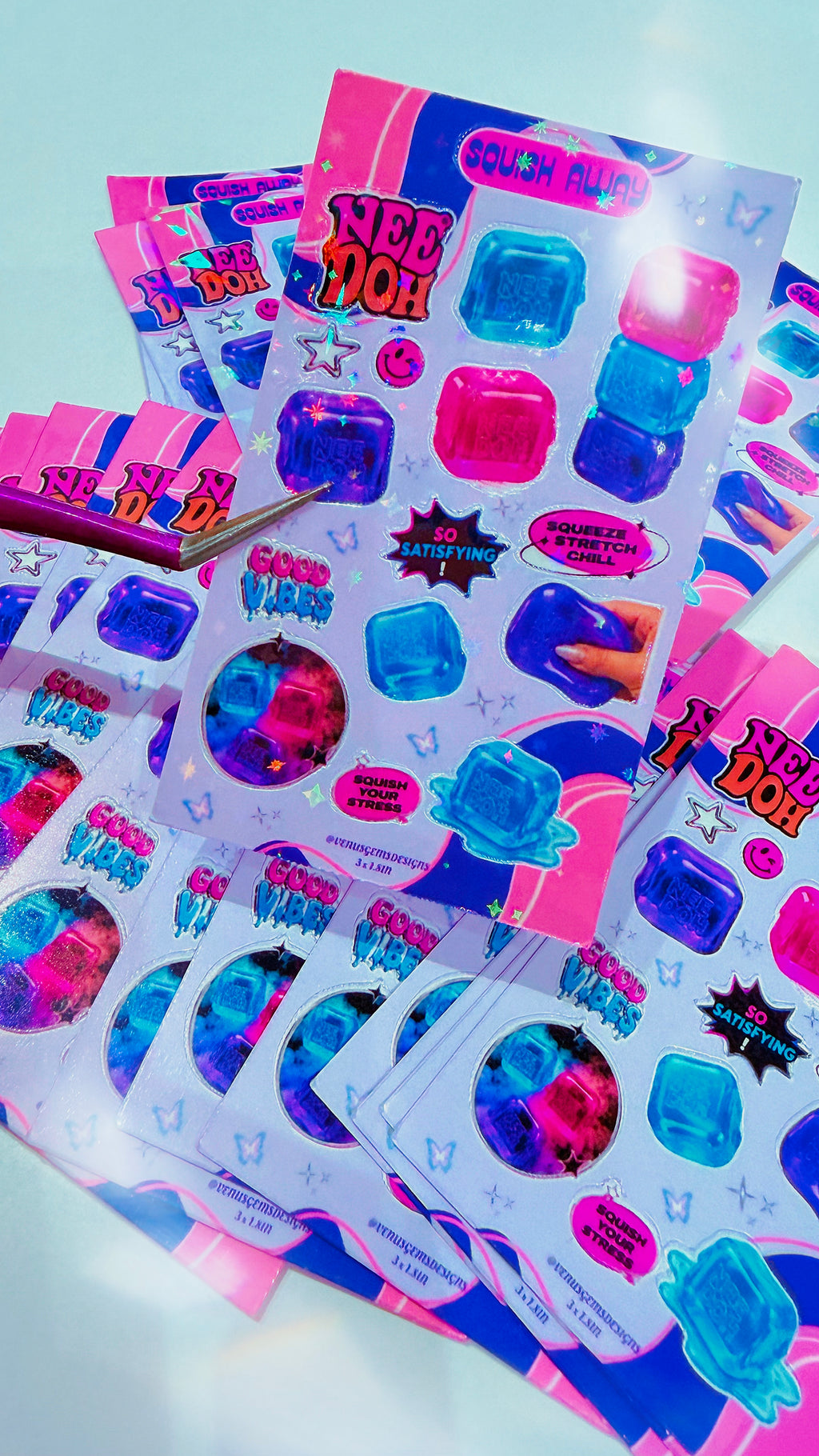 Mini Squish Away Mini Sticker Sheets ♡ Glossy or Holographic - 3x1.8in