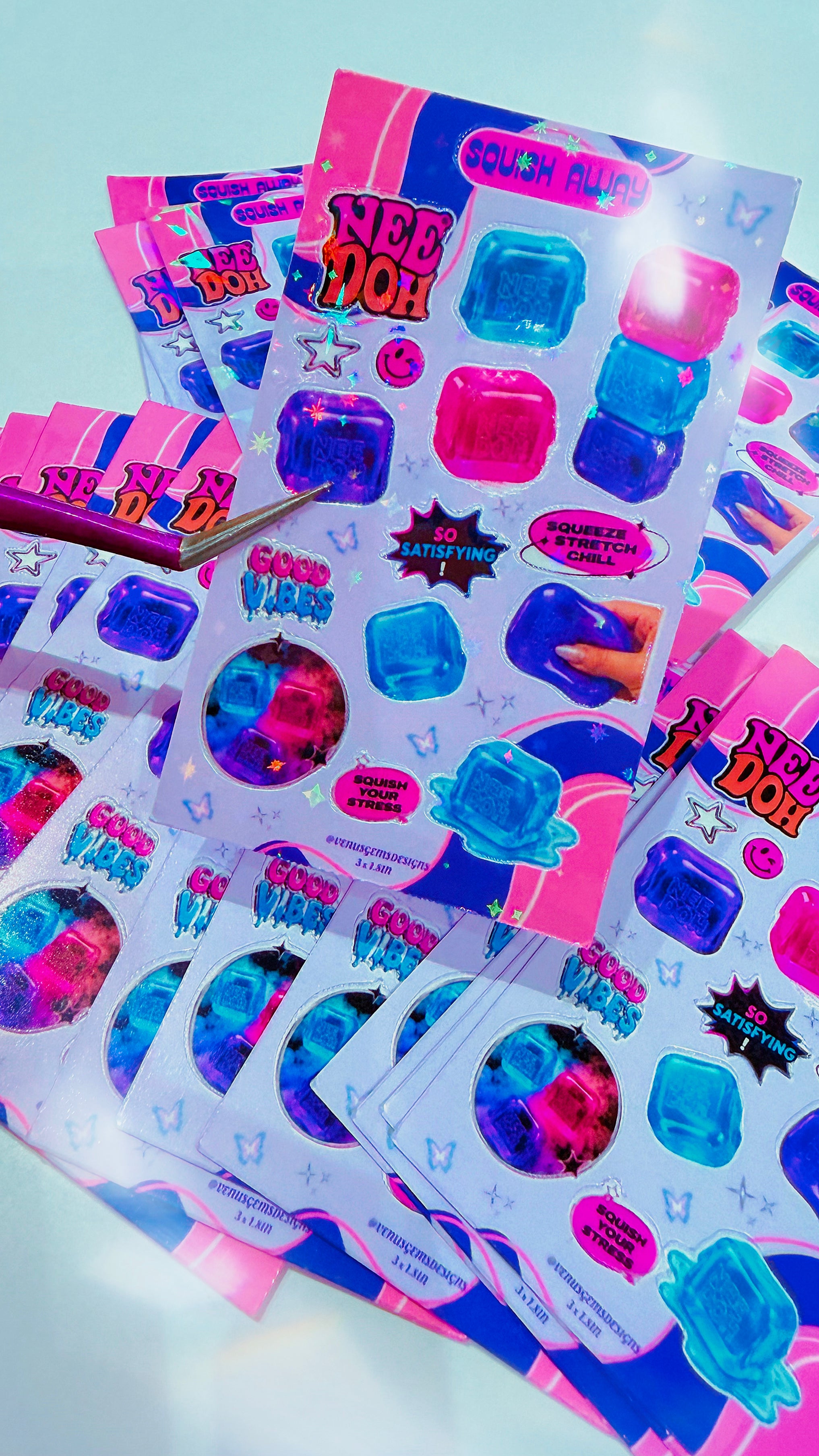 Mini Squish Away Mini Sticker Sheets ♡ Glossy or Holographic - 3x1.8in
