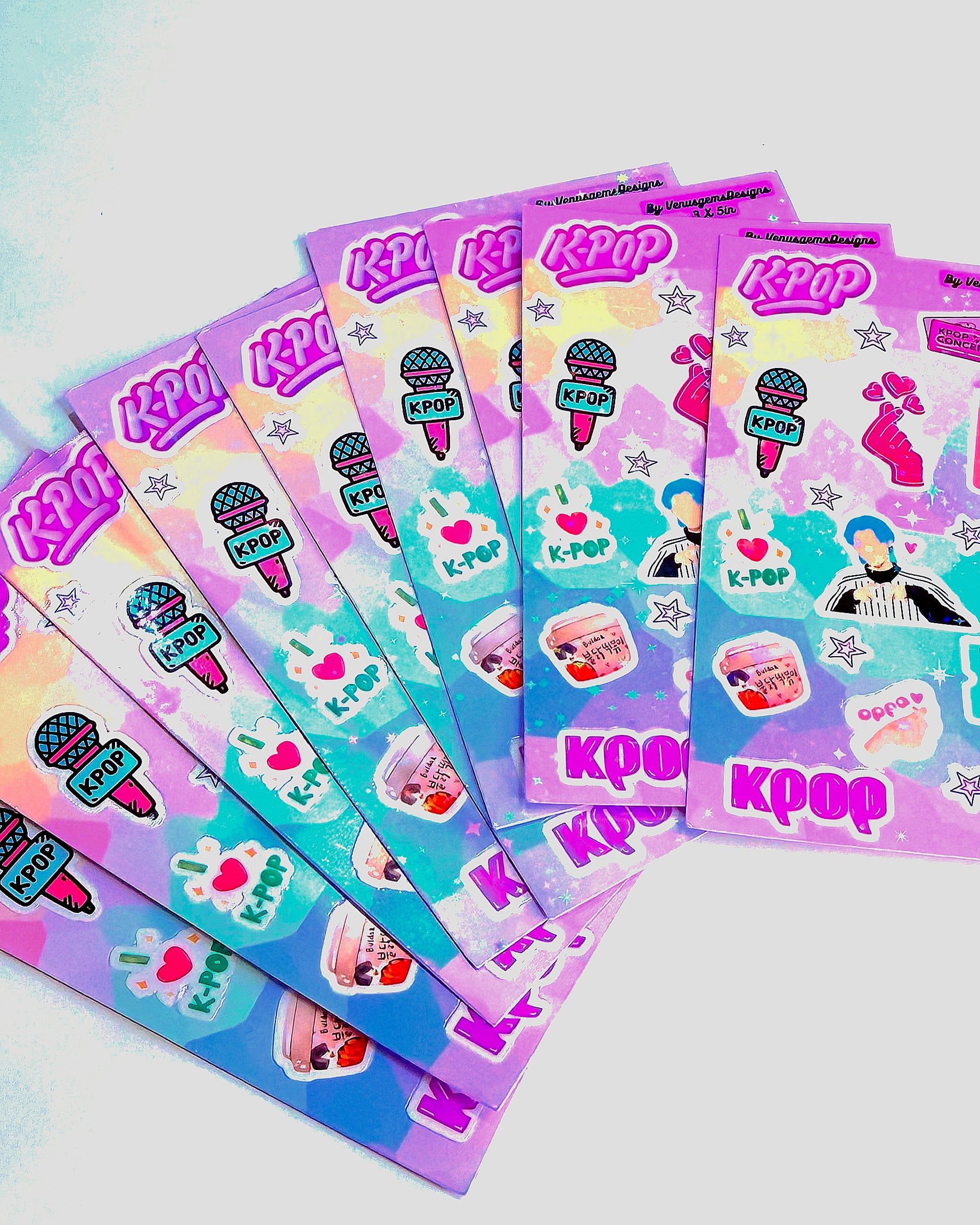 K-Pop Lover Sticker Sheet Set ♡ Glossy or Holographic Options | 3x5in