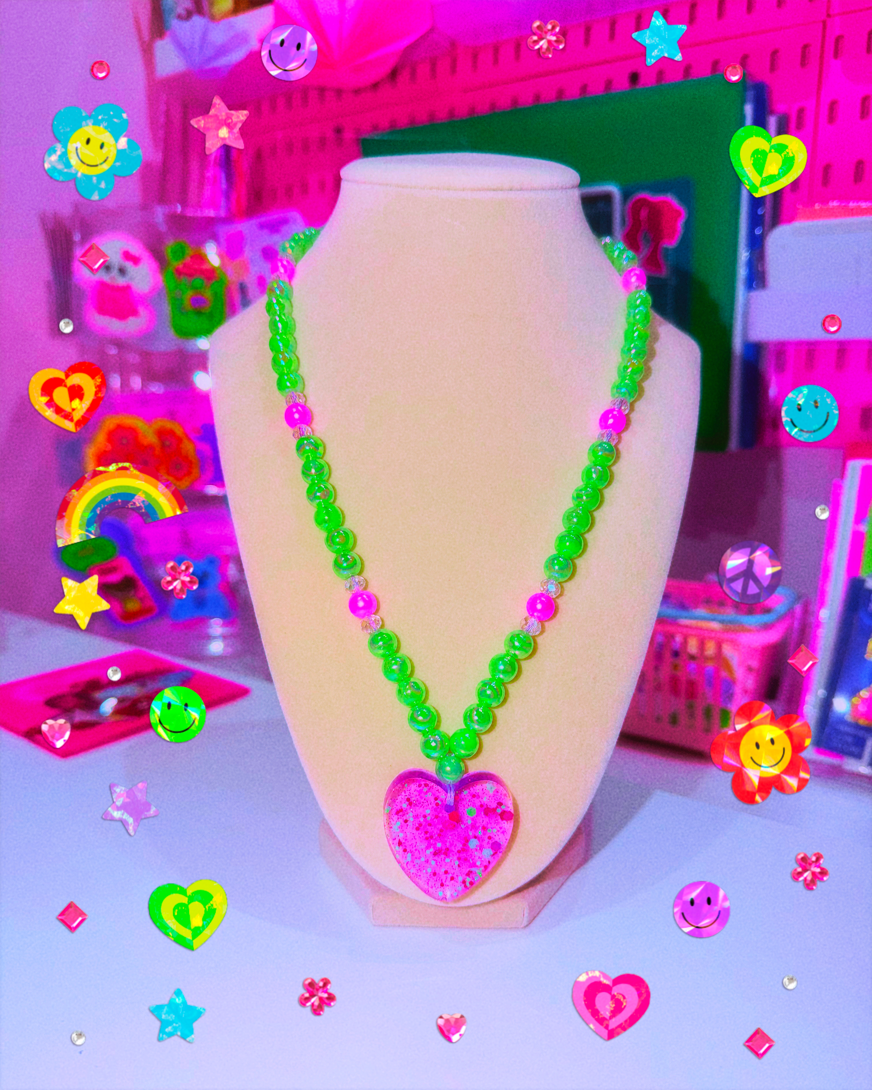Sweetheart Kandy Necklace ♡ Y2K Beaded Heart Necklace