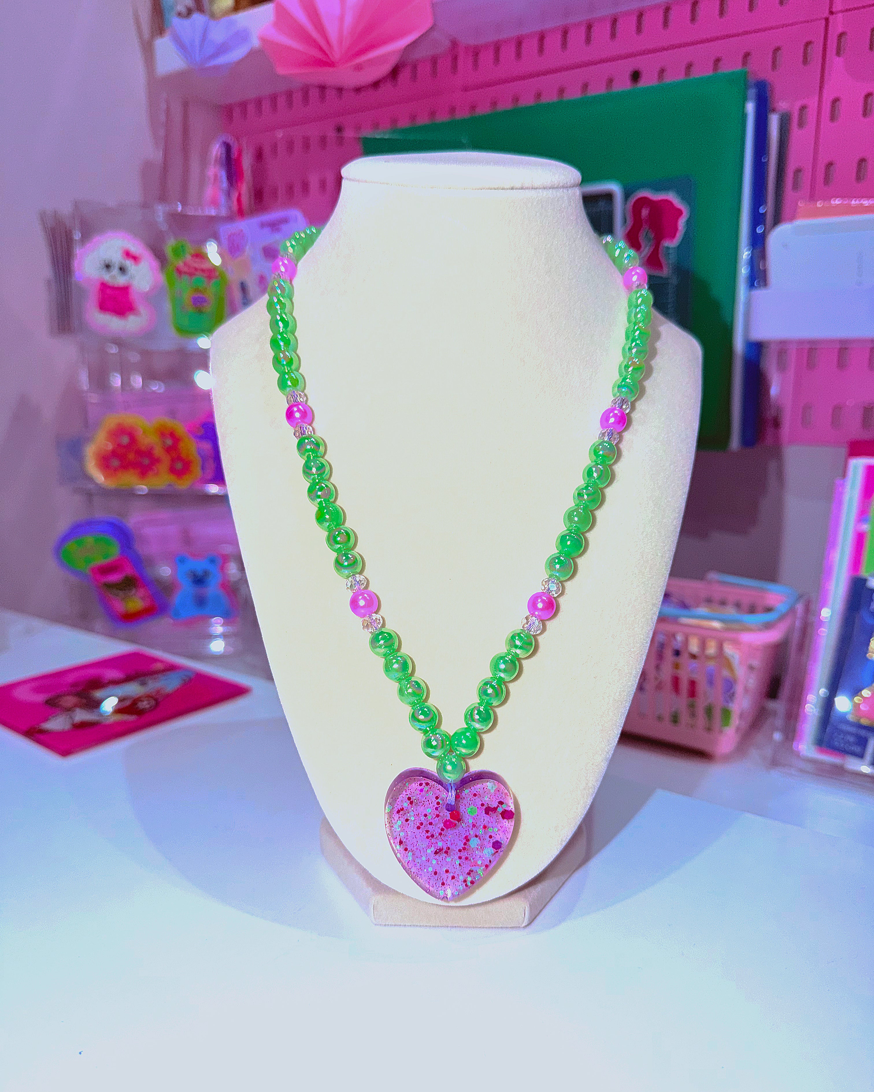 Sweetheart Kandy Necklace ♡ Y2K Beaded Heart Necklace