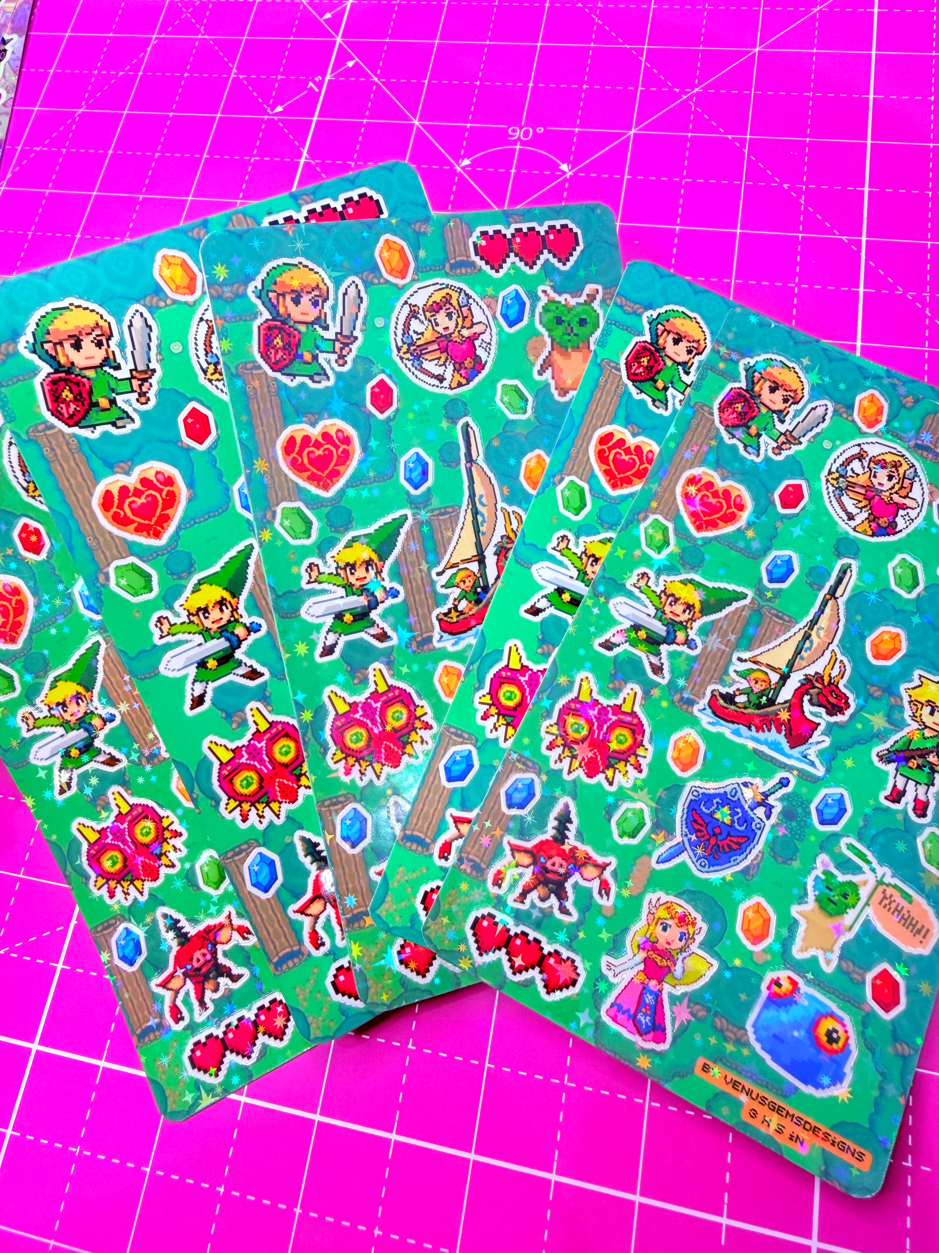 Zelda Pixel Adventures ♡ Glossy or Holo Sticker Sheet - 3x5in