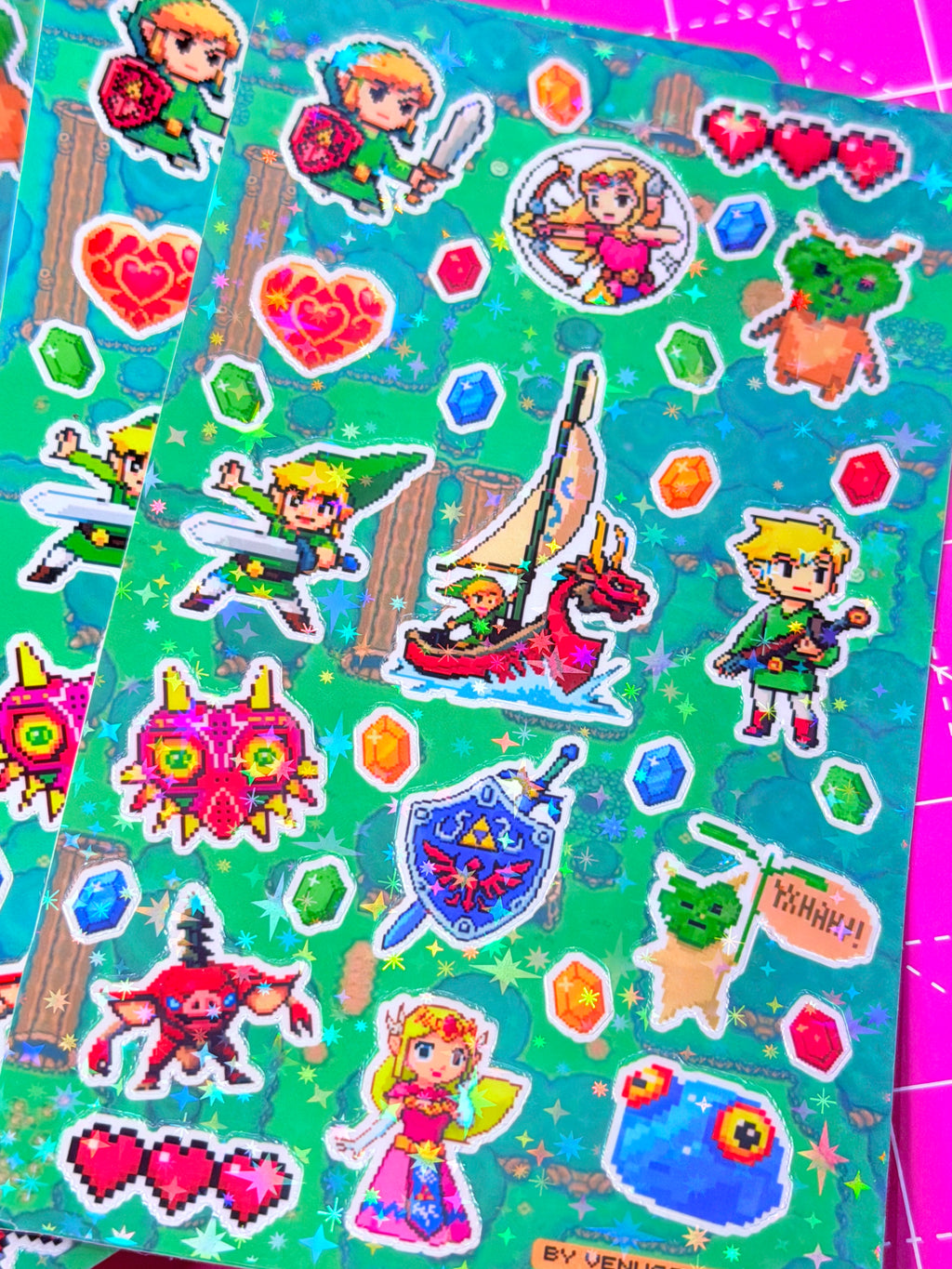 Zelda Pixel Adventures ♡ Glossy or Holo Sticker Sheet - 3x5in