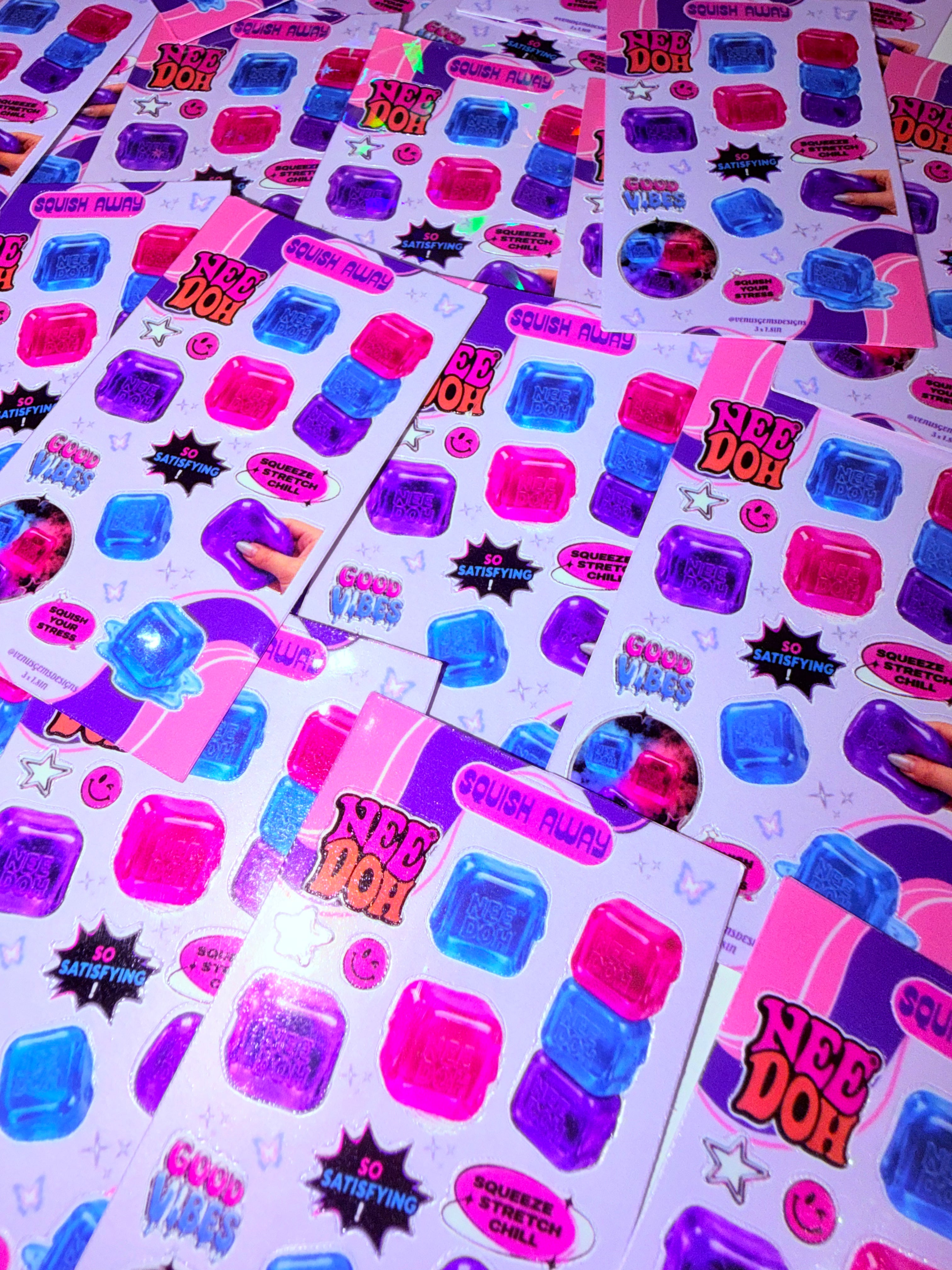 Mini Squish Away Mini Sticker Sheets ♡ Glossy or Holographic - 3x1.8in