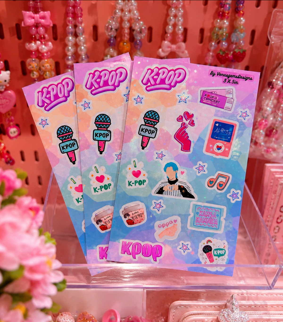 K-Pop Lover Sticker Sheet Set ♡ Glossy or Holographic Options | 3x5in