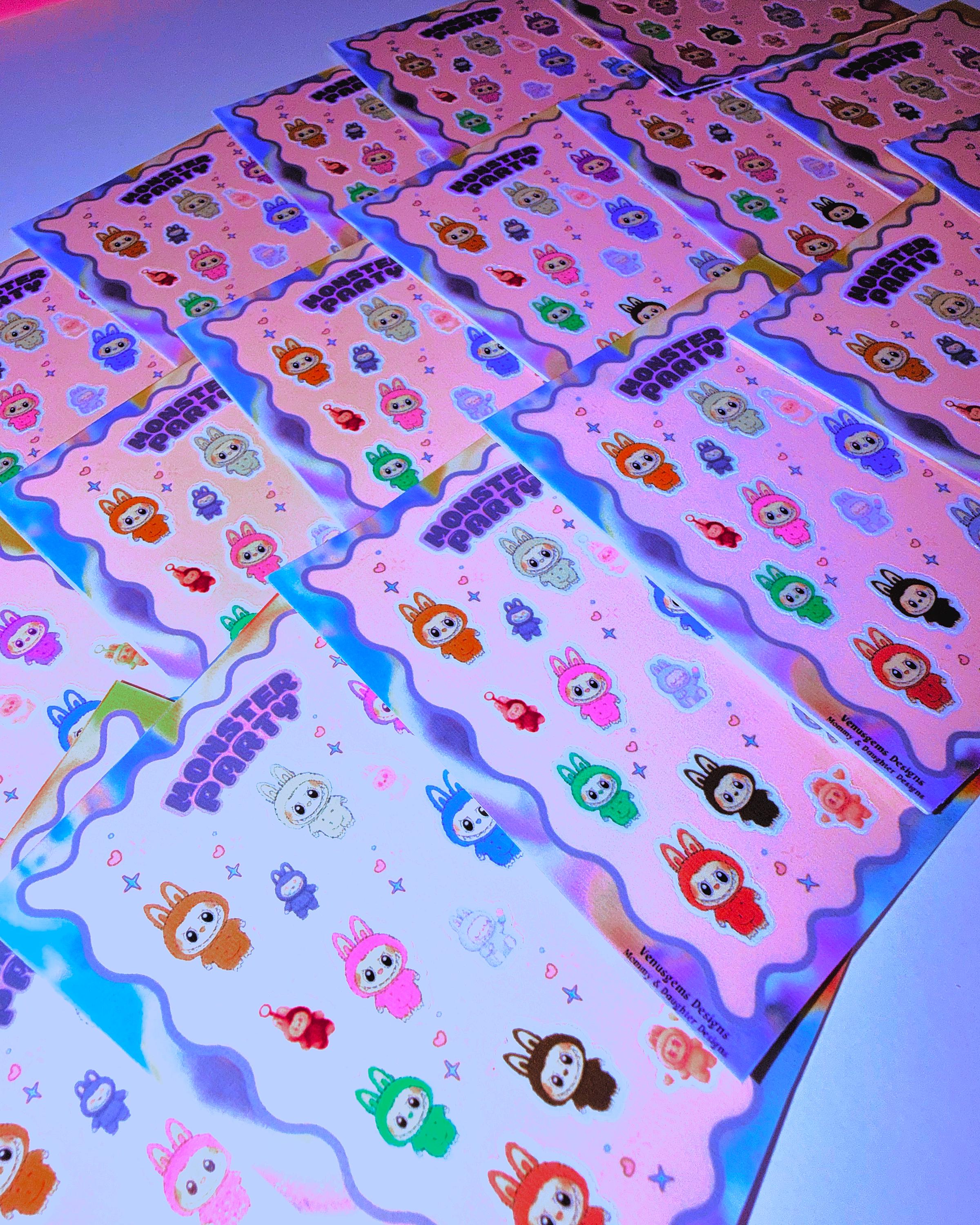 Lalulu Monsters ♡ Glossy or Holo Mini Sticker Sheets - 2.61in x 3.34in