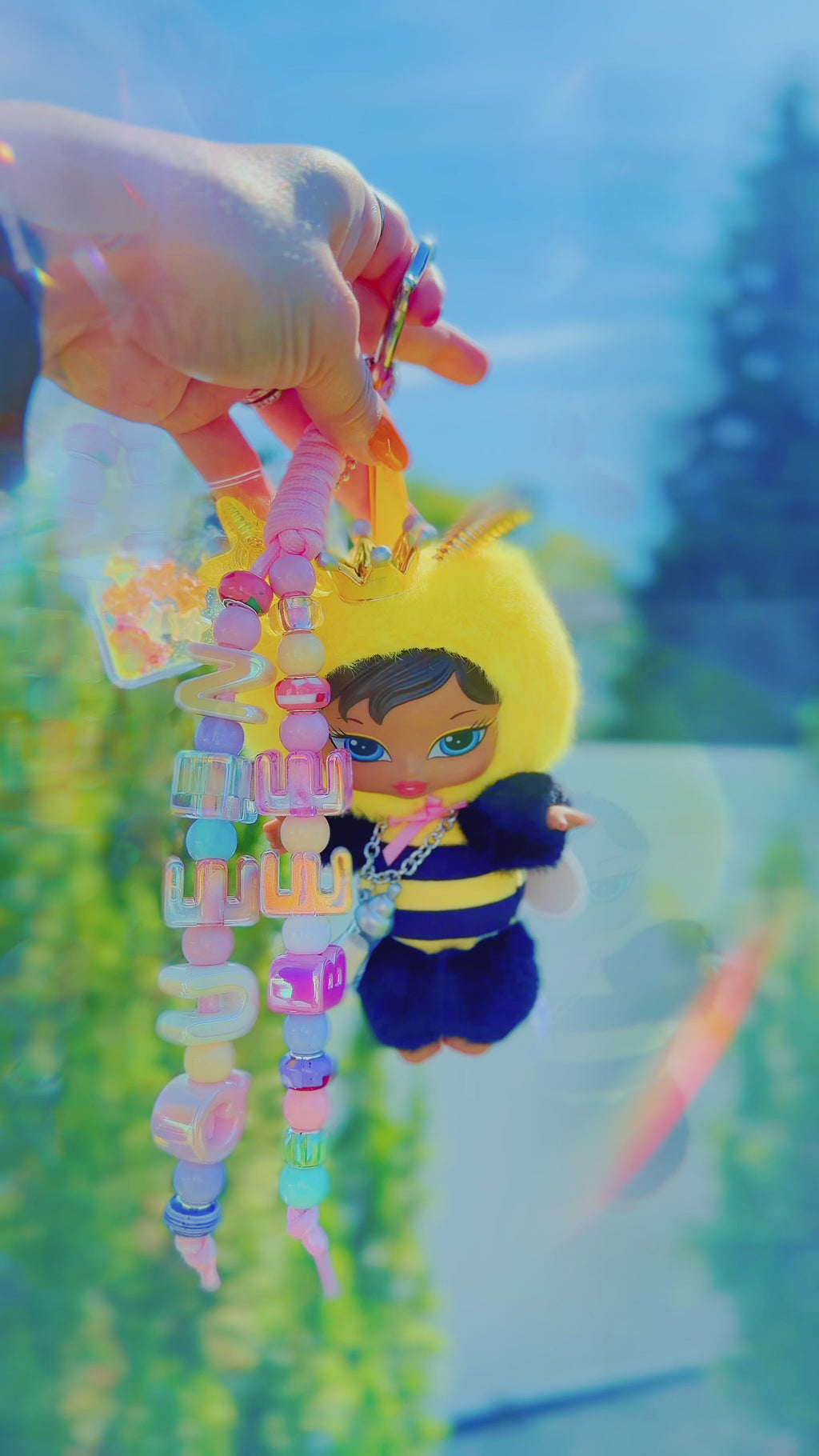 Queen Bee Bratziez 🐝♡ Custom Chunky Beaded Bag Charm + Keychain